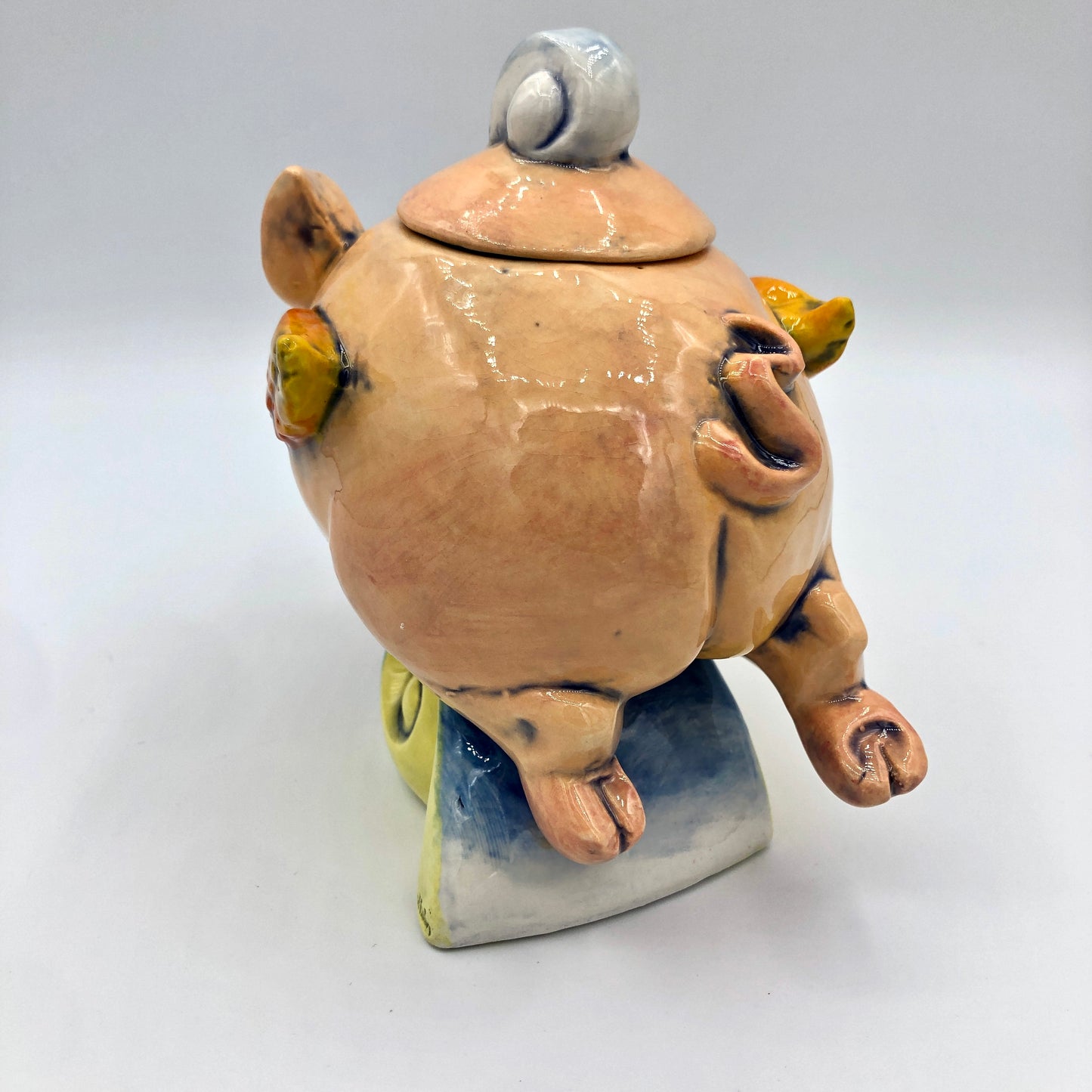 PORCELAIN FLYING PIG HAND PAINTED FIGURINE MINIATURE SCULPTURE LIMITED EDITION by Danisha Sculpture