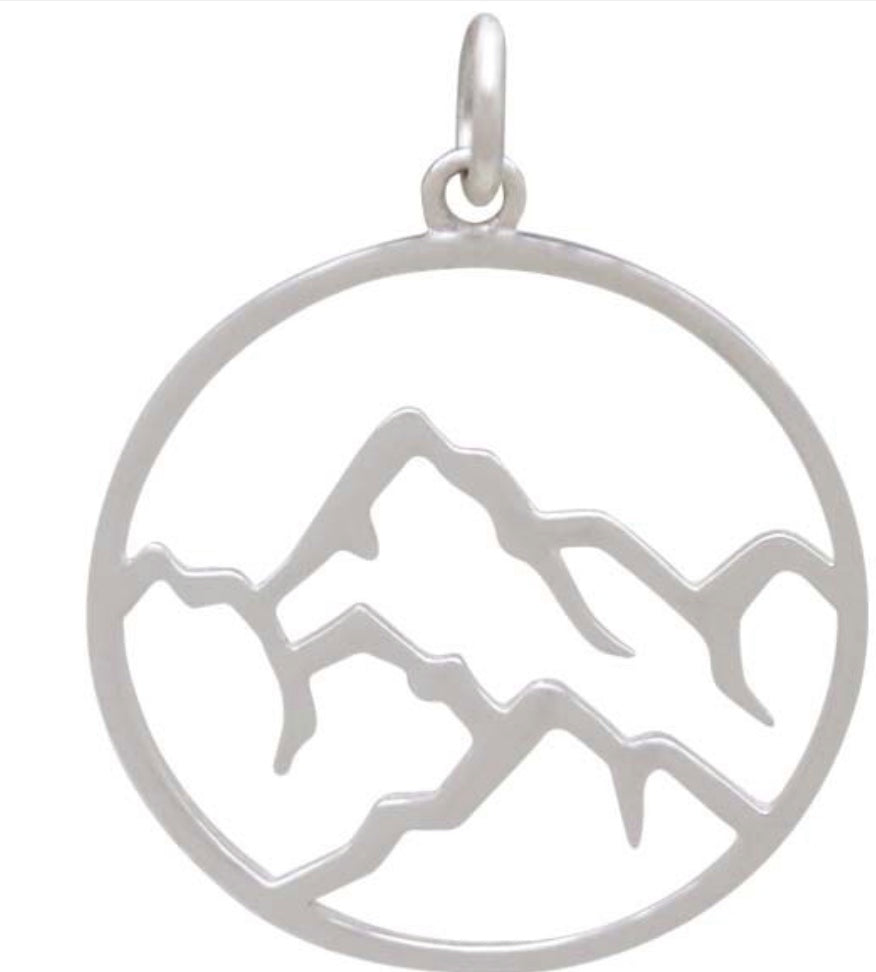 HANDCRAFTED STERLING SILVER OPENWORK EARTH ELEMENT CHARM NECKLACE