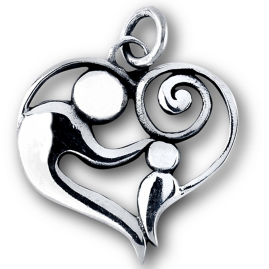 STERLING SILVER PARENT & CHILD HEART NECKLACE