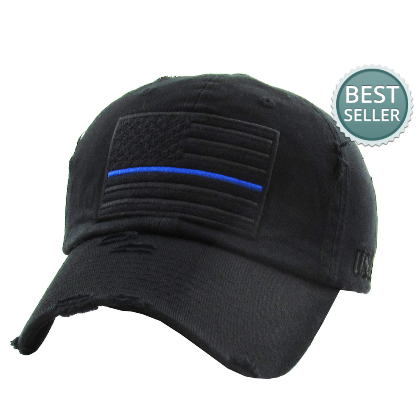 THIN BLUE LINE DISTRESSED VINTAGE BASEBALL HAT (VARIOUS COLORS)