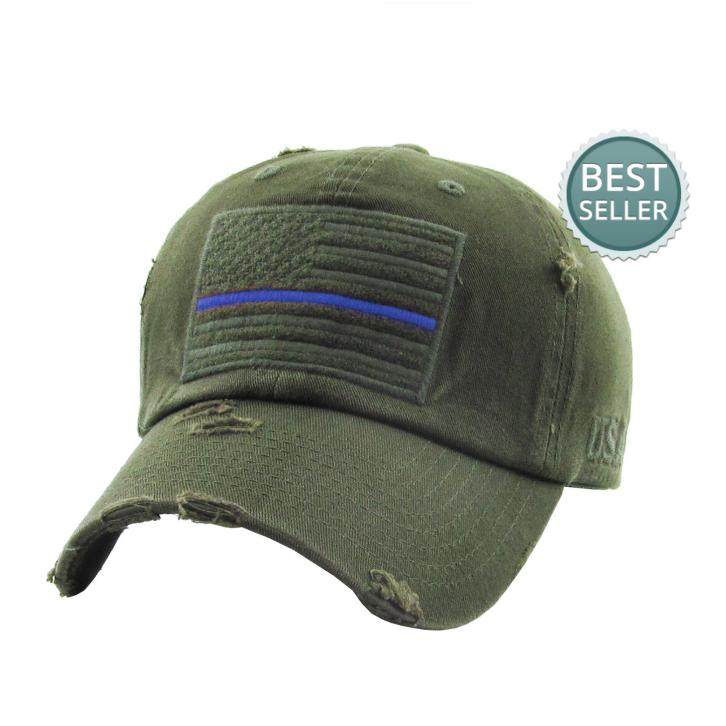 THIN BLUE LINE DISTRESSED VINTAGE BASEBALL HAT (VARIOUS COLORS)