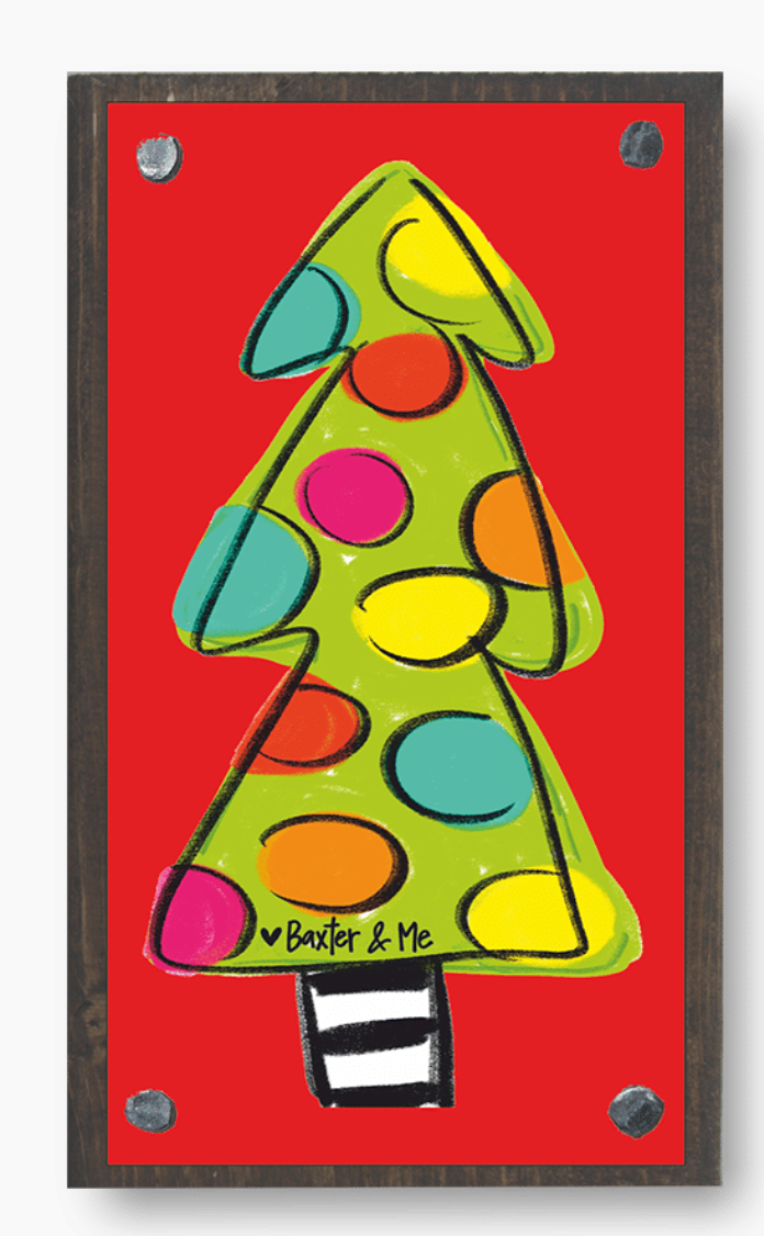 RED POLKA DOT CHRISTMAS TREE HAPPY BLOCK by BAXTER & ME