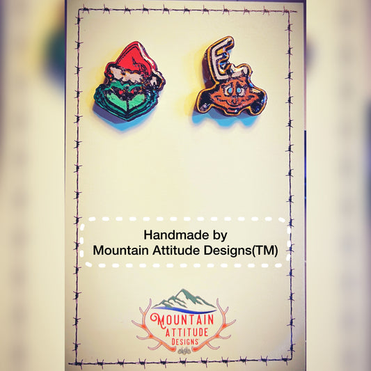 HANDMADE GRINCH & MAX STUD EARRINGS